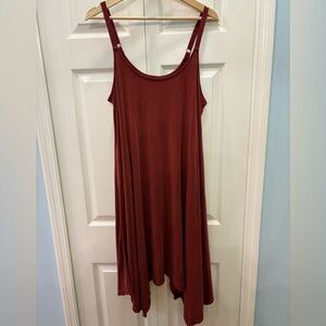 Copper colored knit spaghetti strapped dress.
